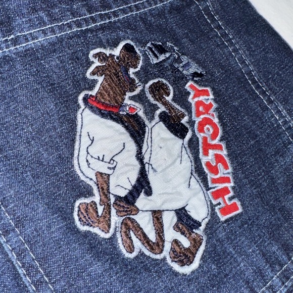 Vintage Iceberg History Jean Shorts Mens 32 Kung Fu Scooby Blue Dark Wash Skater - Picture 7 of 11